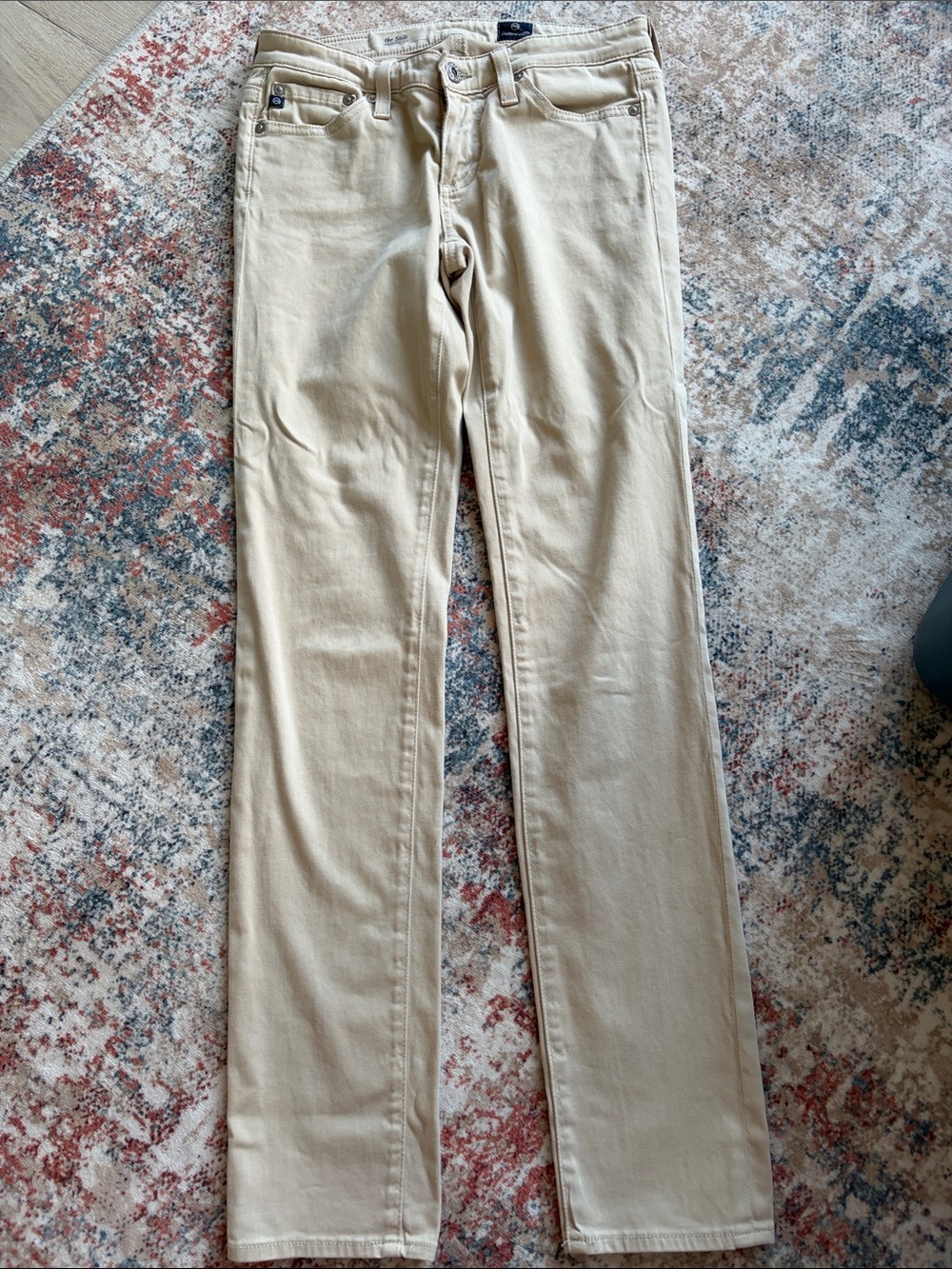 Ag Adriano Goldschmied Slim Straight Beige Jeans
